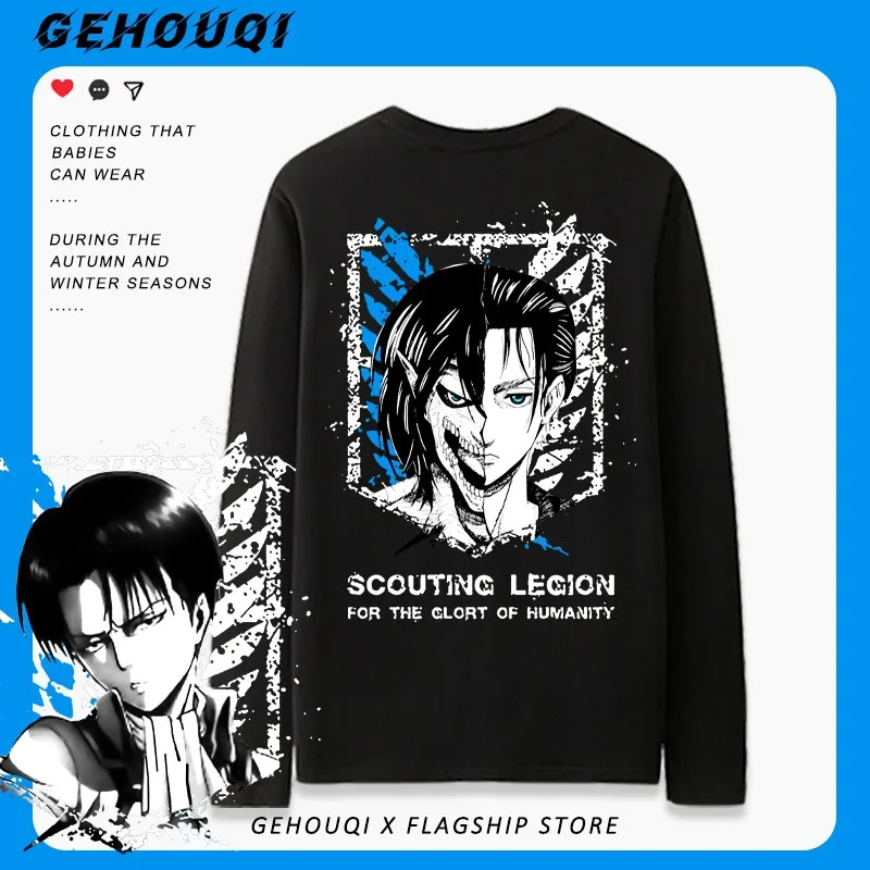 

Attack The Giant Long Sleeve T-shirt Male Fall Two Meta Anime Wings Of Freedom Allen Soldier Long Clothes Teens