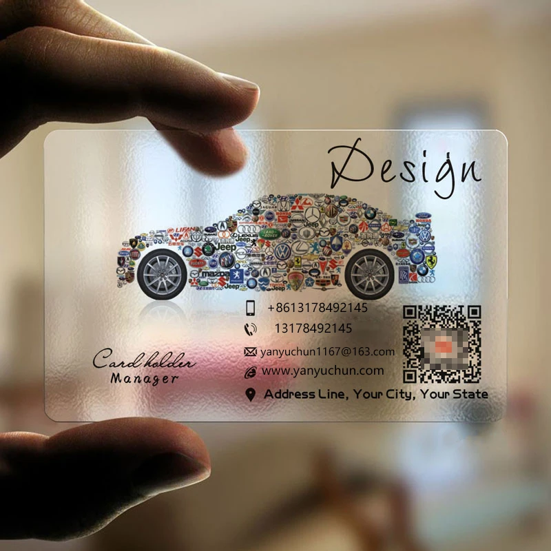 Cartão de Pvc Transparente Personalizado Identidade Plástica Impermeável para Visita de Negócios Cantos Redondos um Lado Adicionar Tinta Branca 200 Pcs 500 Pcs