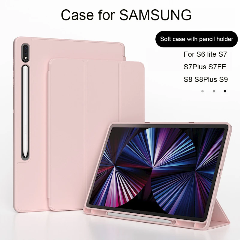 

Case for Samsung Galaxy S6 Lite 10.4 P610 P615 S7 S8 S7Plus S8Plus S7FE 12.4 S9 11 12.4 14.6 inch PU Tablet Cover Smart Case