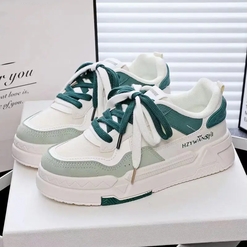 Autumn Women Vulcanize Shoes Thick-soled White Shoes Lace-up Sneakers Outdoors Non-slip Casual Comfortable Female Sports Shoes 4