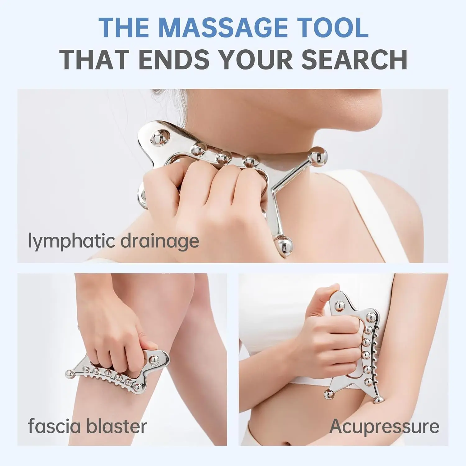 Metal Body Gua Sha Tool Muscle Scraper Tool Lymphatic Drainage Massager Fascia Blaster for Cellulite Trigger Point Massage Tool