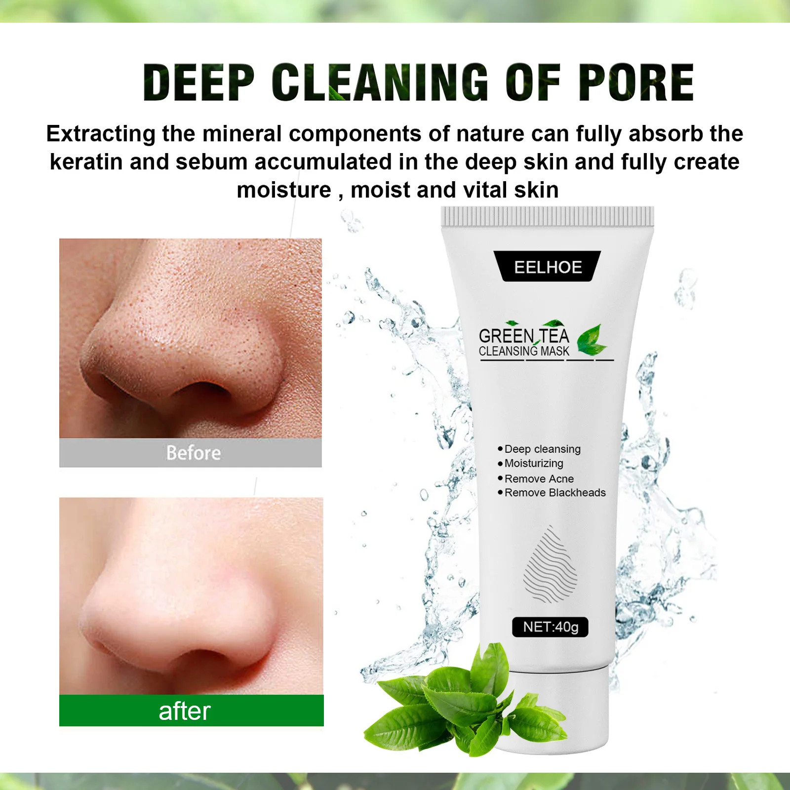 Green Tea Blackhead Remover Cleaning Mask Blackhead Spots Acne