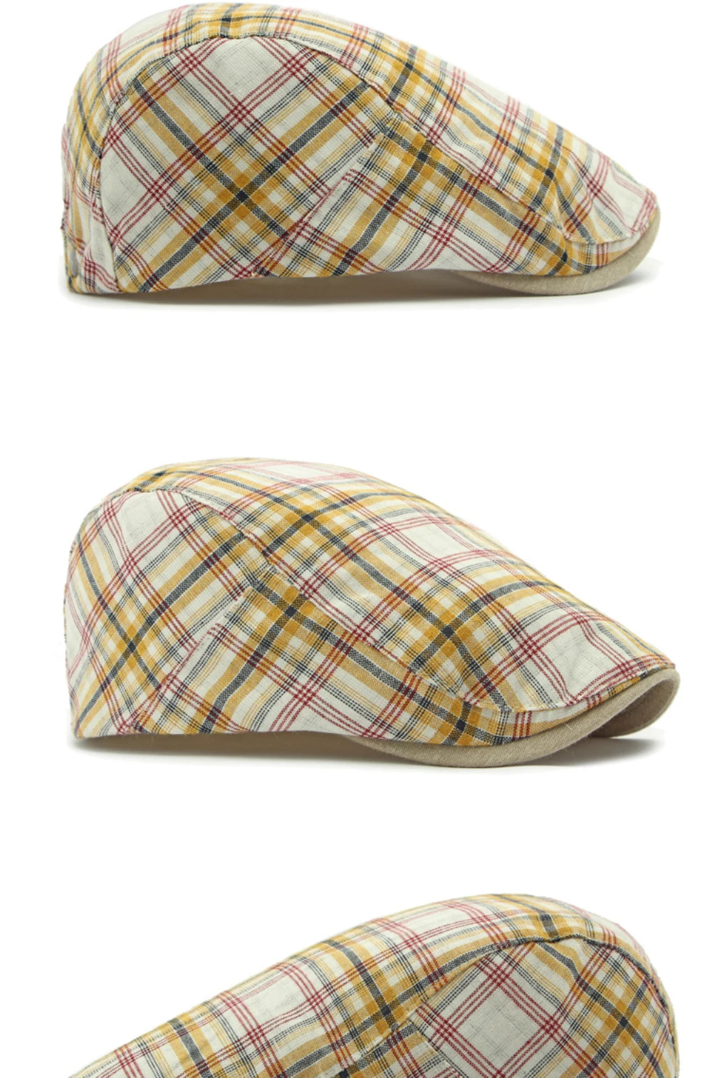 HT4696 Baskenmütze für Männer Frauen Frühling Sommer Sonnenhut Baskenmütze Kappe Vintage Plaid Künstler Maler Baskenmütze Hut Männlich Weiblich Retro Ivy Flache Kappe – Detail 6