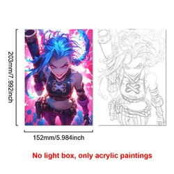 LED Illuminated Anime Frame featuring League of Legends' Jinx - Unique Bedroom Decor & Perfect Gift (No light box 1)