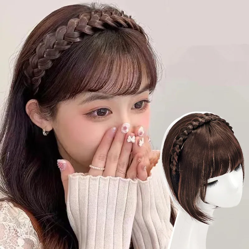 Oucey 10X10Cm Toppers Per Capelli Sintetici Per Le Donne Clip In Topper Con Frangia Trecce A Lisca Di Pesce Fasce Per Capelli Topper Per Cover Grey Ha