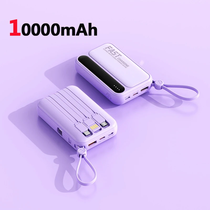 Xiaomi 50000mAh Power Bank Szybkie Ładowanie Duża Pojemność Wbudowane 4 Kable Przenośna Dodatkowa Bateria Ładowarka Do iPhone Samsung