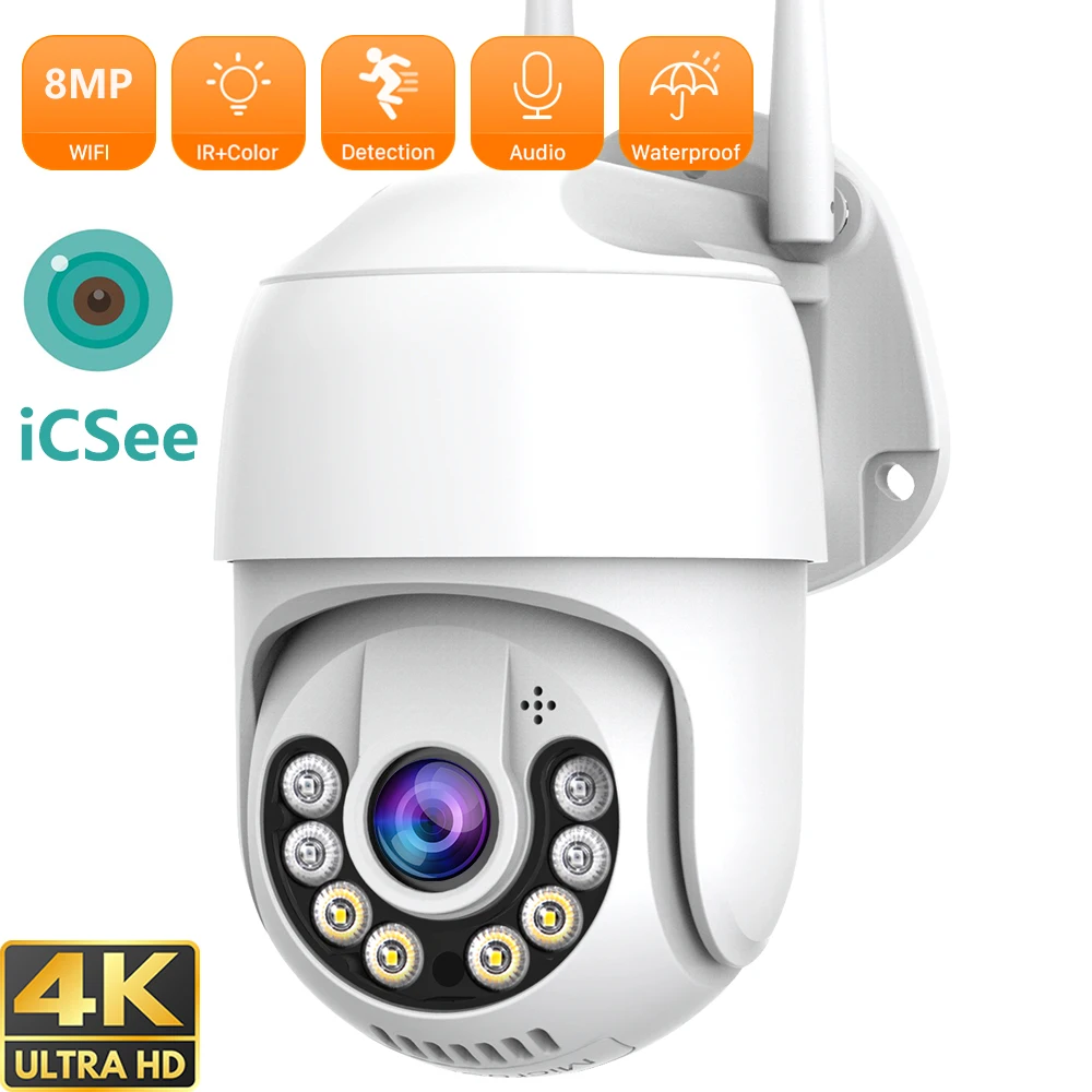 8Mp 4K Uhd Ptz Camera 5Mp Ai Human Detect Wifi Camera Outdoor Wireless Telecamera Di Sicurezza Impermeabile Videosorveglianza Icsee