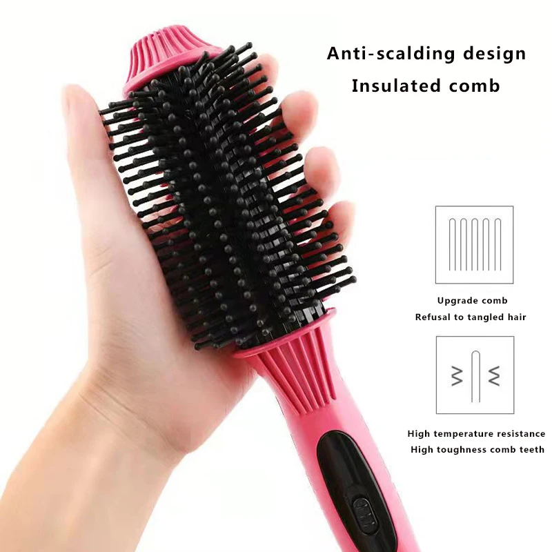 Hot Hair Straighteners Brush Women Hair Styler Curling Iron Electric Hot Comb Straightener Fast Heating Curler Hair Caring Tools 4