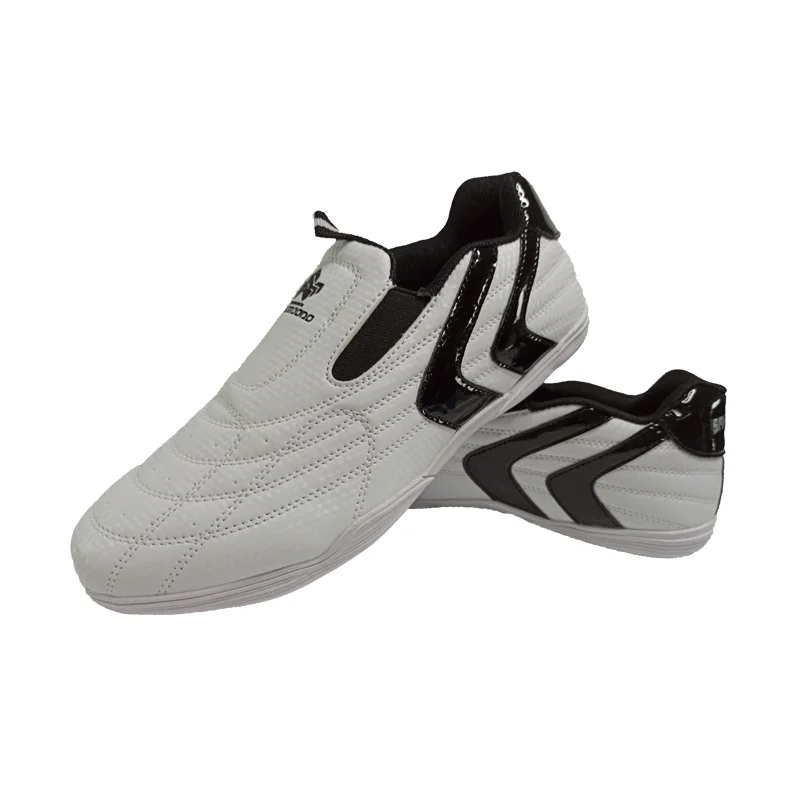 NEW hight quality taekwondo shoes PU material black-white breathable martial arts shoes size 26-47