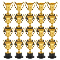20Pcs Kids Toys Plastic trophy children reward toys trophy Prize Cup Children Reward Prizes Small Cup with Base Golden