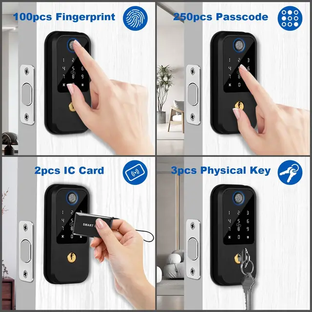 Smart Deadbolt Lock with Keypad, Fingerprint Door Lock, Keyless Entry Door Lock Door Auto Digital Electronic Lock for home 6