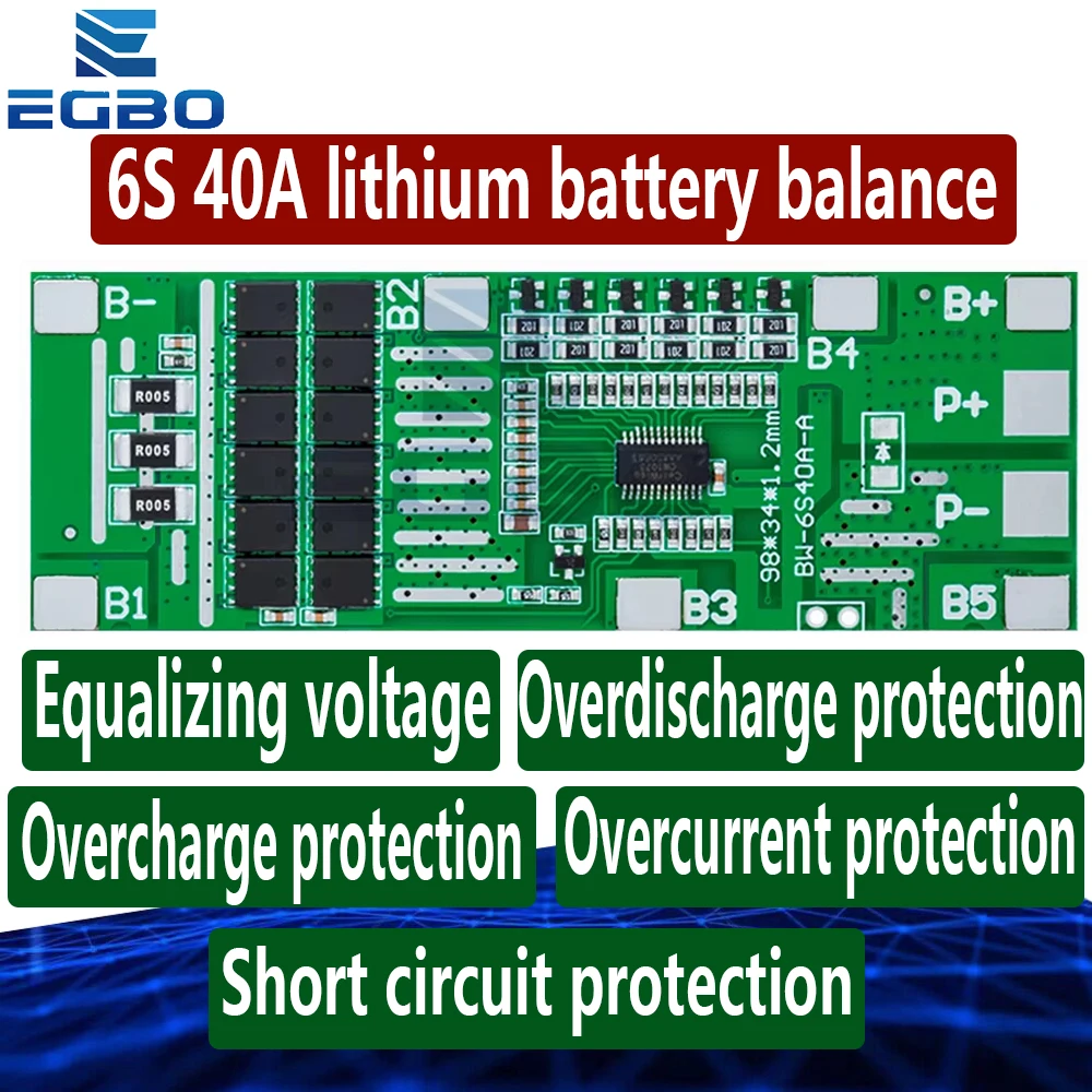 1 ~ 10PCS 6S 40A 24V 18650 Li-Ion Lithium-Batterie Schützen Bord Solar Beleuchtung Bms PCB mit Balance Für Ebike Roller