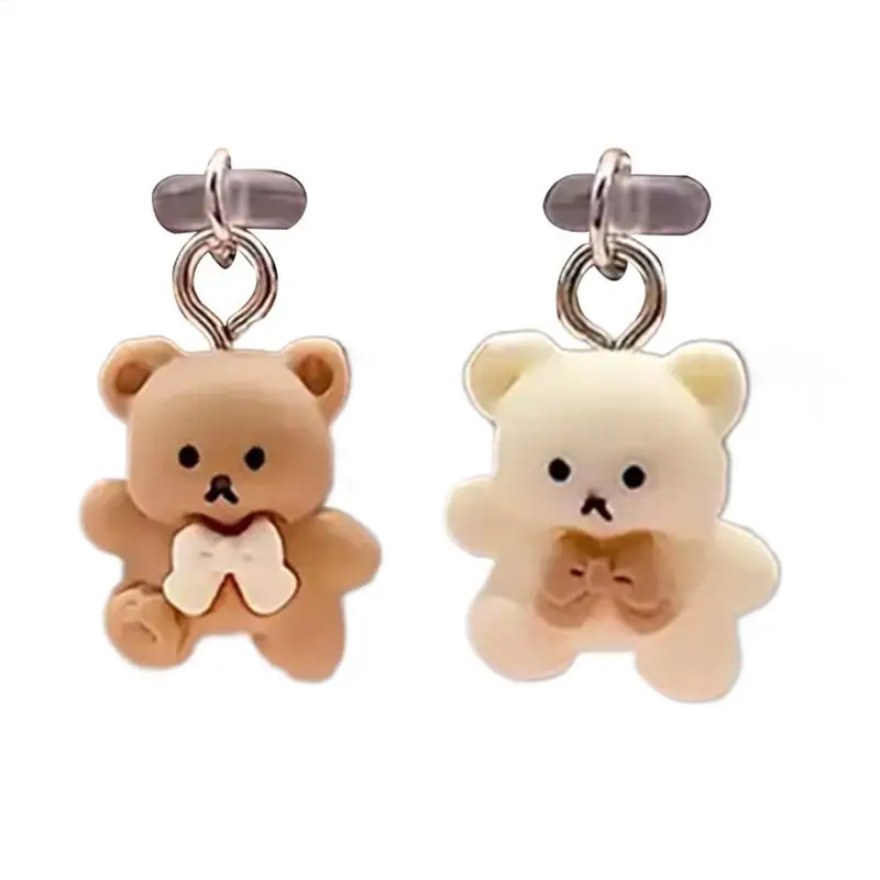 USB C Plug Cover Bear Cartoon Type C Dust Plug Mobile Phone Port Protector Dust Plug Charm Dust Proof Plugs Pendants For Adults