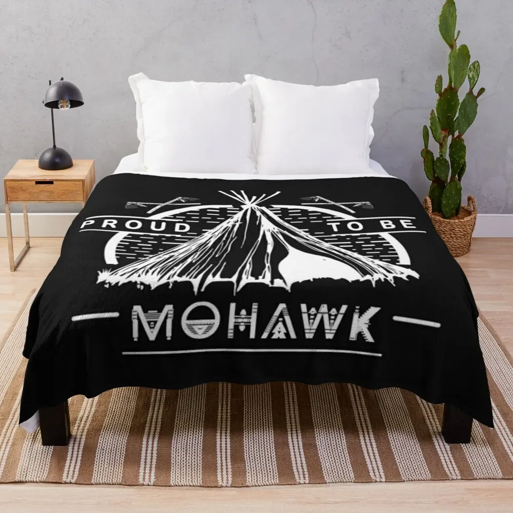 

Native American - Proud To Be Mohawk Throw Blanket Hairys Cute Plaid Blankets