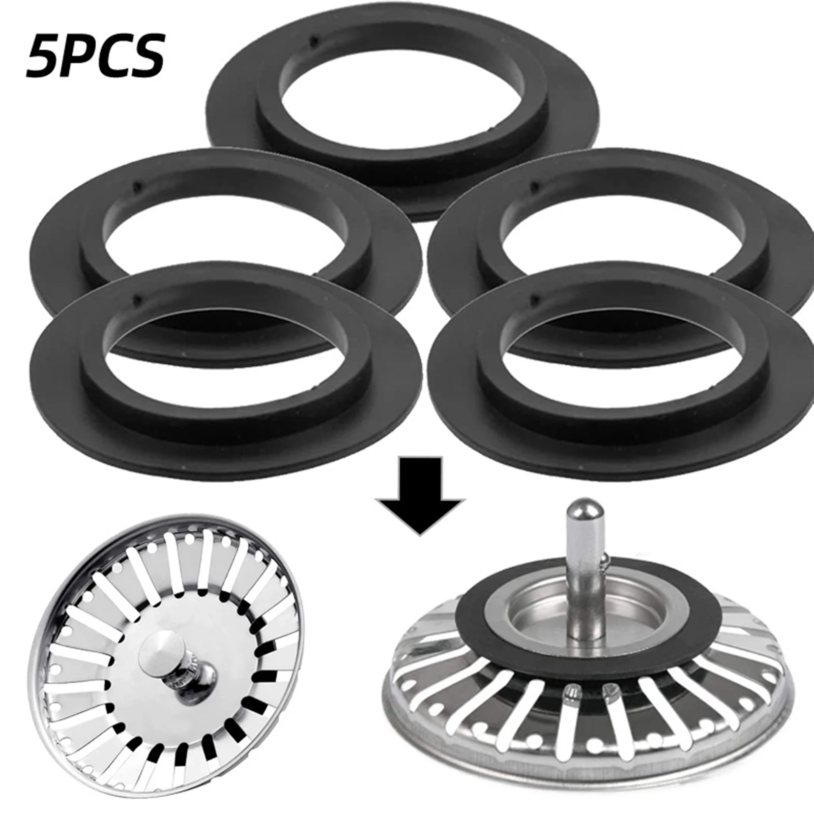 5Pcs Rubber Waterproof Gasket Strainer Seals Durable O-ring Washer Gaskets Kitchen Sink Filter Replacement Accessories 50 100pcs set hunting rubber o ring gasket grip washer grommets stems flights darts arrow tips broadhead replace accessories