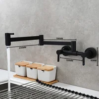 Square Three-Switch Hot And Cold Kitchen Faucet Into The Wall Folding Mixing Valve Home Bathroom Washbasin Black Fauce 2