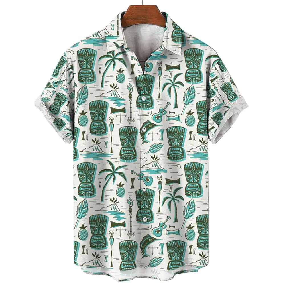 Coconut Tree Shirt For Men3d Printed Men's Hawaiian Beach Short Sleeve Casual Tops Tee Shirts Man Clothing Blouse Camisa 4