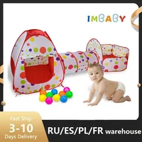 IMBABY Baby Playpen Foldable 3 In 1 Baby Tunnel Toy Tent & Baby Balls Pool Kids Indoor Crawling Play House Children's House Tent 1