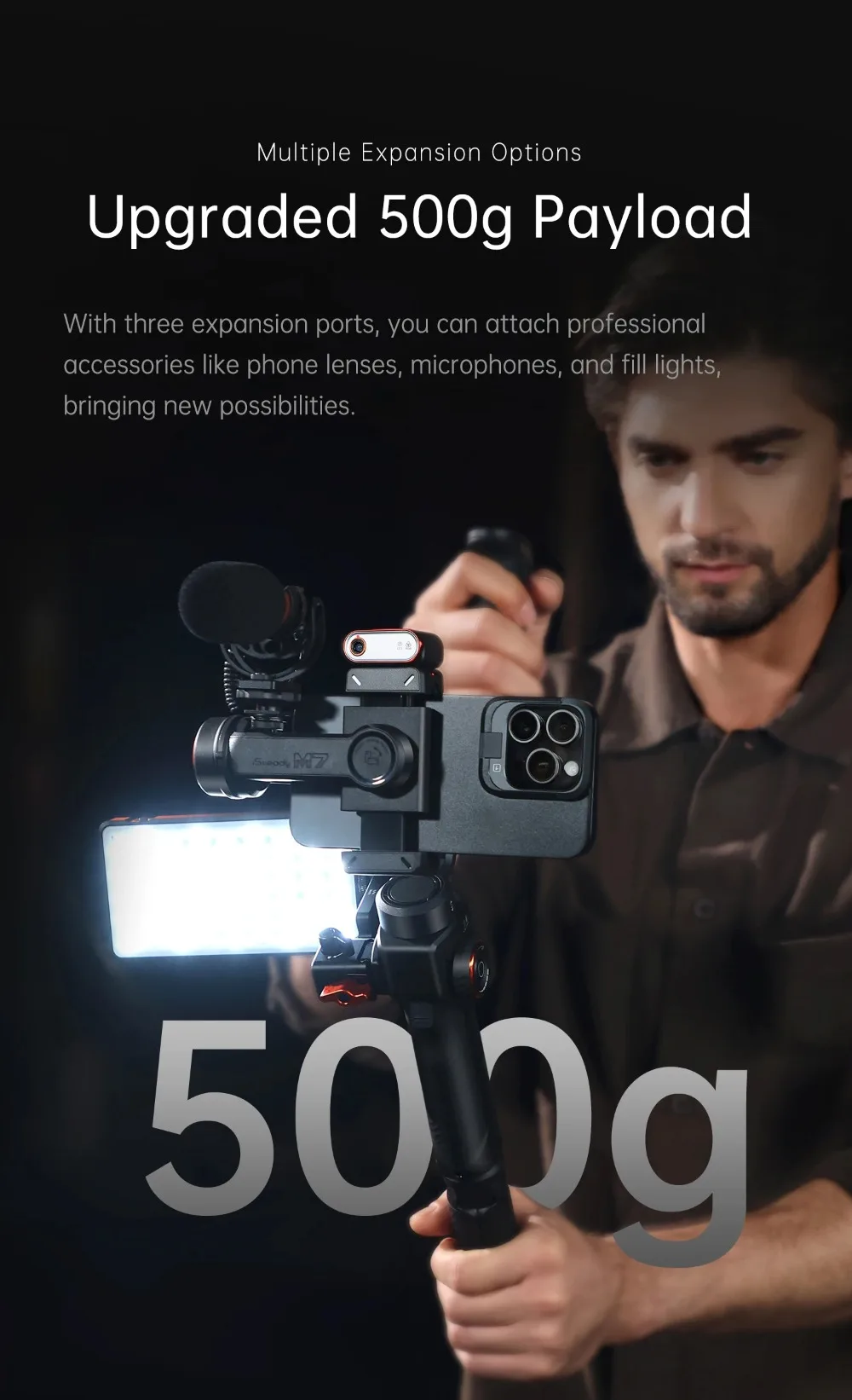iSteady M7 Smartphone Stabilizer Ai Face Tracking 3-Axis Phone Gimbal Built-in Selfie Stick iPhone/Android Gimbal