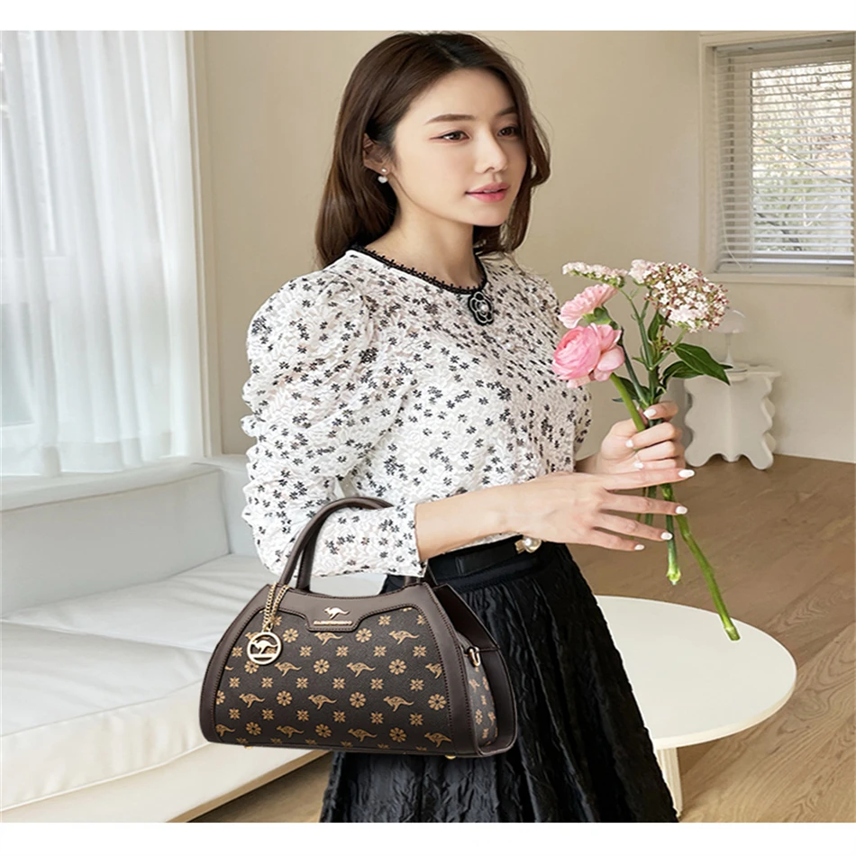 Large Capacity Petal Rhombus Pattern Handbags Pu Leather Shoulder Messenger Bag Luxury Designer Crossbody Bags for Women Totes