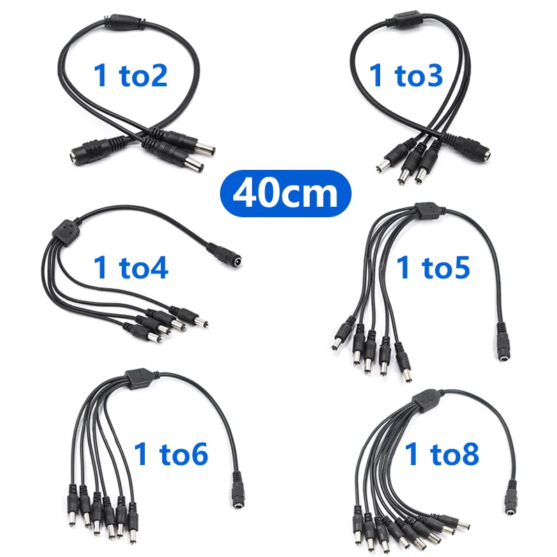5.5*2.1mm 1 To 2/3/4/5/6/8 Way DC Splitter Cable 12V Power Adapter Connector Cord For LED Strip Lights CCTV Camera_voghion.com