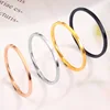 Rings for Women Titanium Steel Rose Gold Color Korean Jewelry Men Simple Wedding Couple Tail Width 1mm Stackable Thin Circle 1