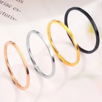 Rings for Women Titanium Steel Rose Gold Color Korean Jewelry Men Simple Wedding Couple Tail Width 1mm Stackable Thin Circle 1