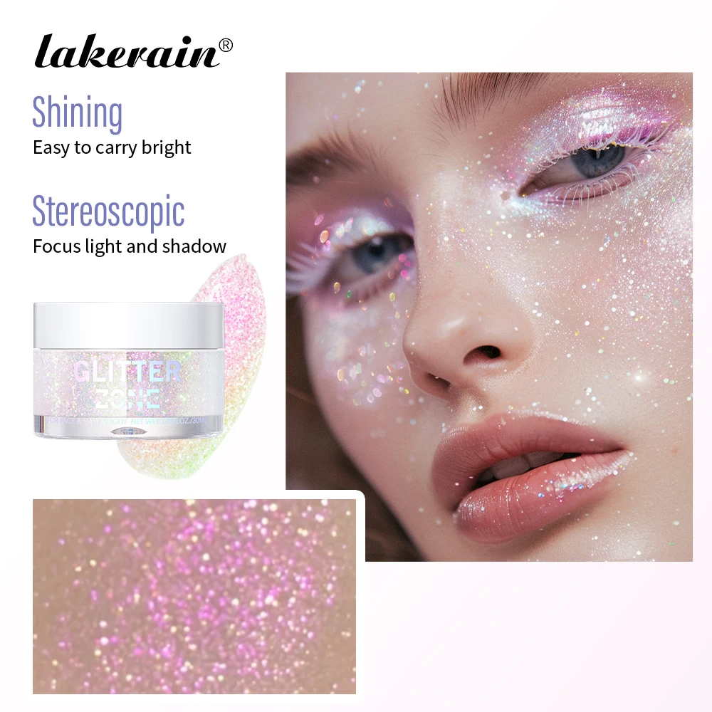 4colors Eyeshadow Glitter Gel Cream Face Hair Body Nail Glitter Gel Heart Star Moon Loose Sequins Festival Makeup Decorations 2