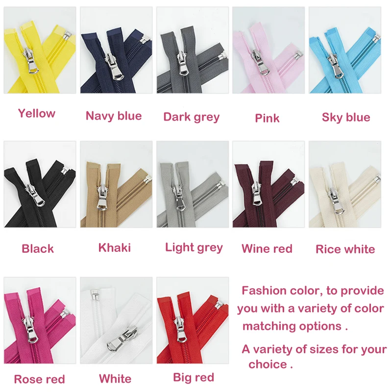 1Pcs 15 Inch-31 inch (40cm-80cm) Nylon Coil Zippers Open-End For DIY Tailor Sewing Crafts Nylon Zippers Accessories 13 Colors