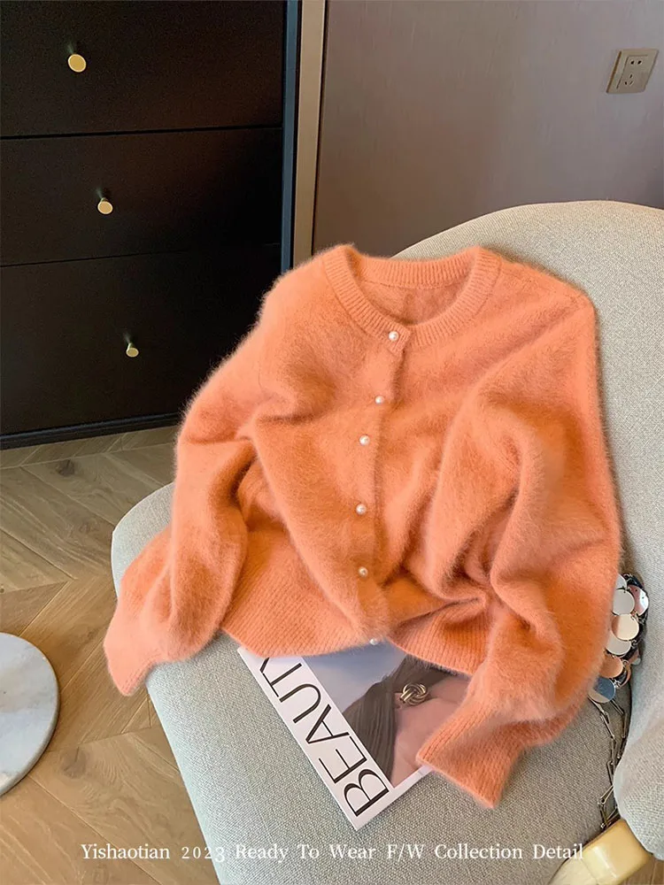 신상아우터 한국 여성 심플 오렌지 스웨터, V넥 편안한 아우터, 가을 겨울 니트 가디건, 힙합 하이 스트리트 하라주쿠, 새로운 디자인 신상아우터 한국 여성 심플 오렌지 스웨터, V넥 편안한 아우터, 가을 겨울 니트 가디건, 힙합 하이 스트리트 하라주쿠, 새로운 디자인