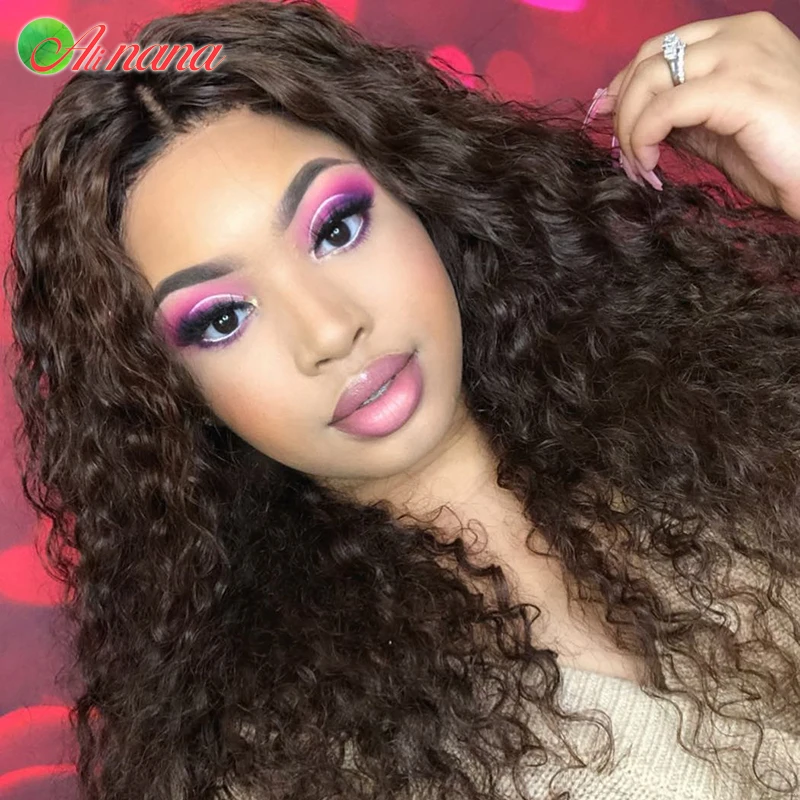 モンゴルのアフロウィッグ,自然な巻き毛の人間の髪の毛,13x4,事前に