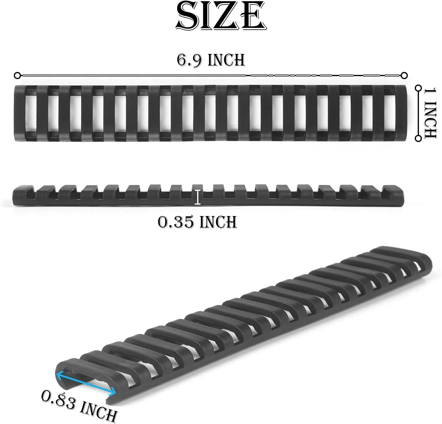 4er-Pack CS Schwarzer Hitzebeständiger Gewehr-Handschutz Gummi-Leitplattenabdeckung Weaver Picatinny Schiene für Spielzeug-Airsoft-Gewehre und Jagd – Detail 3