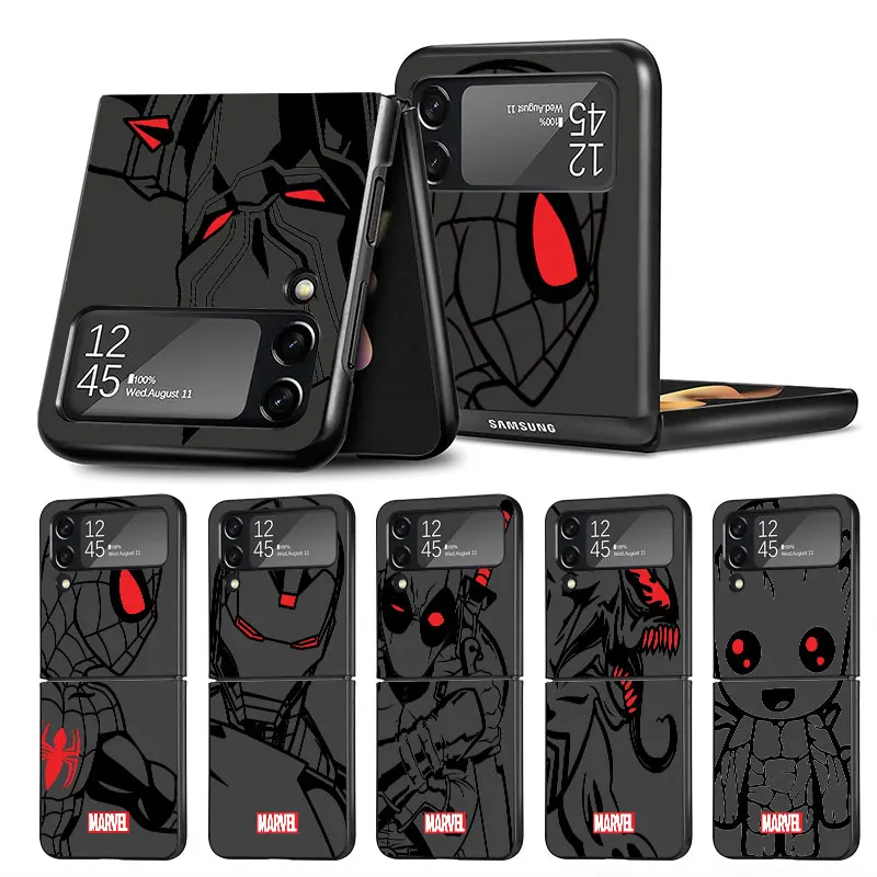 Spider Man Iron Man Venom Art Case Per Samsung Galaxy Z Flip 4 3 5 5G Flip Antiurto Capa 6.7 Pollici Pc Zflip 4 Cover Per Telefono