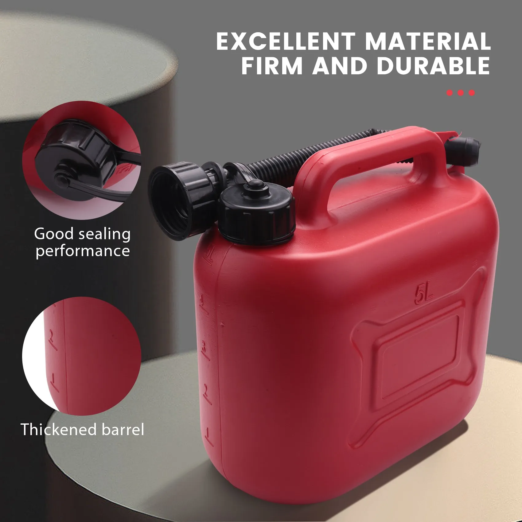 5L Car Fuel Tank Can Spare Plastic Petrol Gas Container Anti-Static Fuel Carrier Pipe Car Travel plastic fuel tank