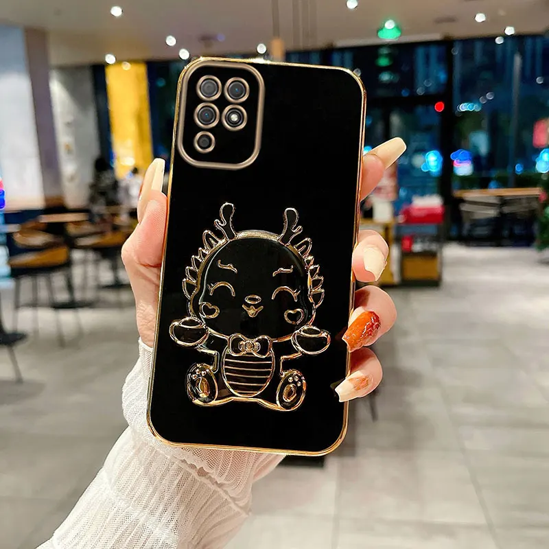 2024 New Year's Dragon Bracket Case For Samsung S23 S20 FE S24 Plus S21 Note 10 Lite S22 Ultra Shockproof Plating Cover_voghion.com