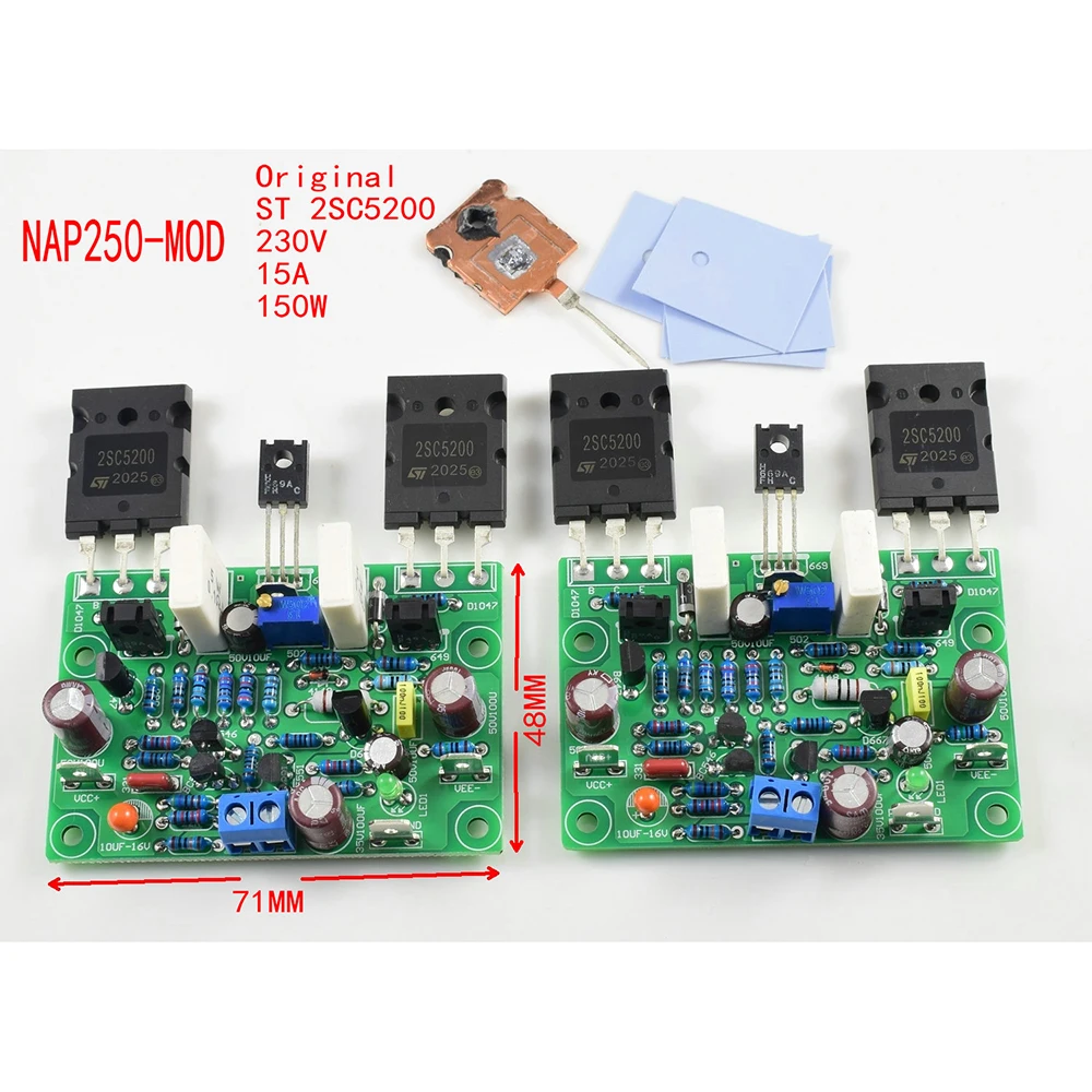 2pcs ST 2SC5200 Audio Amplifier 80W 8R NAIM NAP250 MOD VER4 DC15V-40V 2pcs st 2sc5200 audio amplifier 80w 8r naim nap250 mod ver4 dc15v 40v