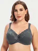 MELENECA Women's Full Coverage Underwire Bra Minimizer Plus Size Lace Comfortable Cushion Strap - Image 4