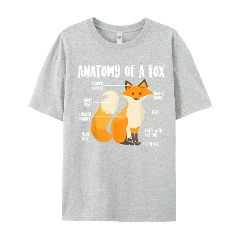 Anatomy Of A Fox Cute Tops & Tees Funky Crewneck Hip hop Short Sleeve 100% Cotton Man T Shirt Slogan Tops Shirts Anatomy Of A Fox Cute Sweet Carnivore Funny Animal Gift T-Shirt__980 gray