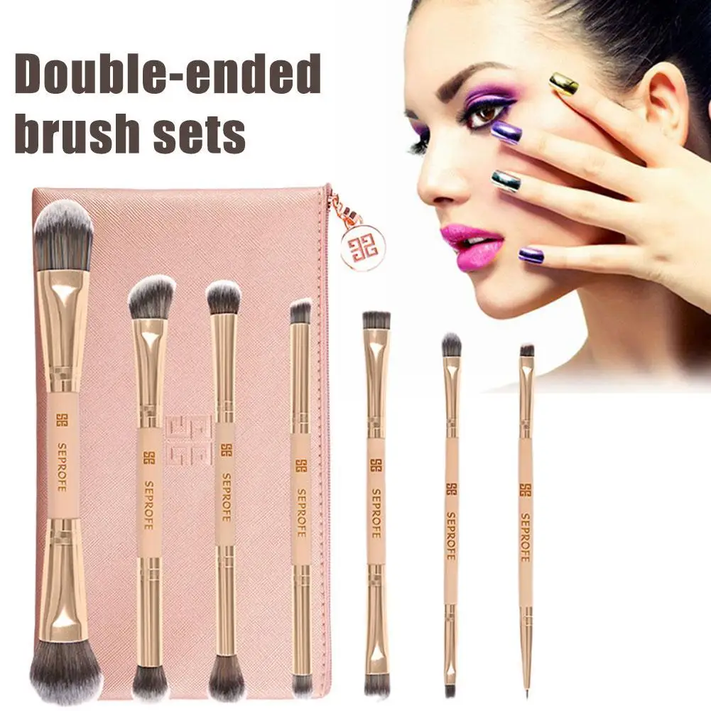 

7pcs Double Head Makeup Brush Set Full Set Of Soft Hair Powder Blusher Brush Beauty Tools Portable Makeup Brush Beauty Cosmetics