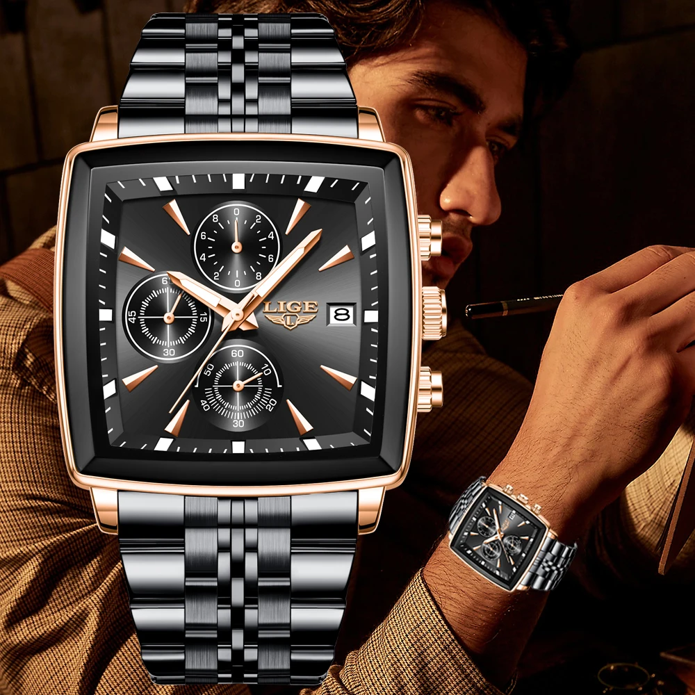 Men's Multi-functional Ultra-thin Business Style Leather Belt Waterproof Luminous Calendar Watch