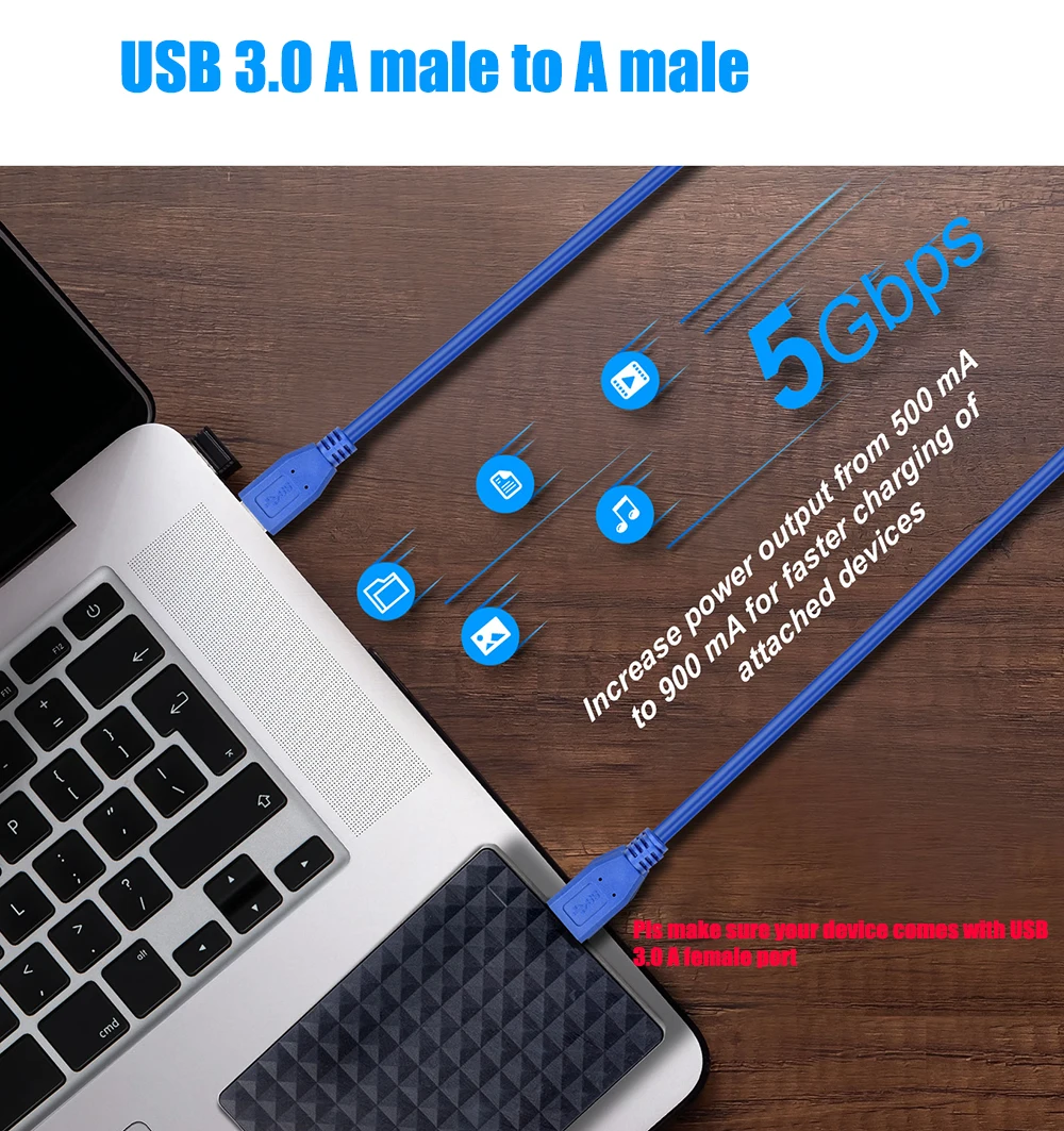 USB 3.0 케이블 USB 3.0 남성-남성 데이터 케이블 휴대용 하드 드라이브 케이블용 이중 USB 3.0 남성 코드 USB 3.0 HDD 인클로저
