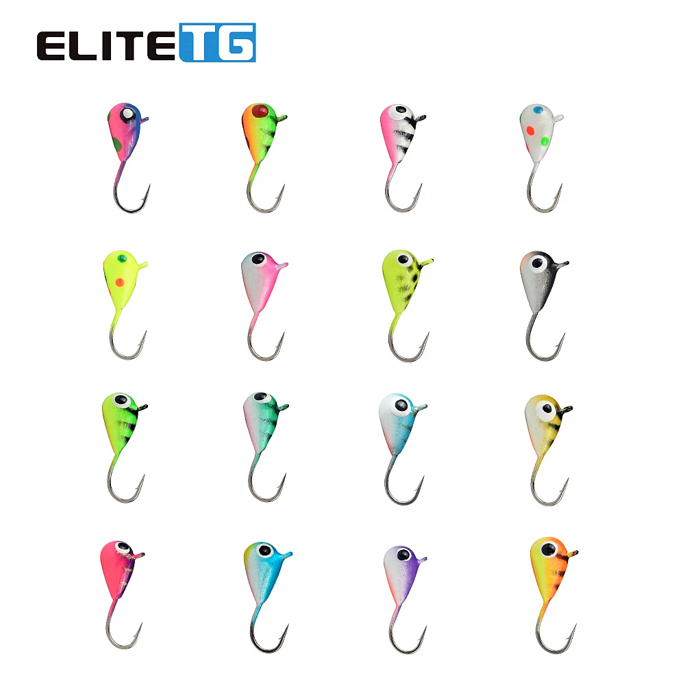 

Elite TG 5pcs Tungsten Ice Fishing Jig,2.7mm-6.0mm Tear Drop Hayabusa Hook Winter Pike Carp Panfish Soft Lure Bait Tackel