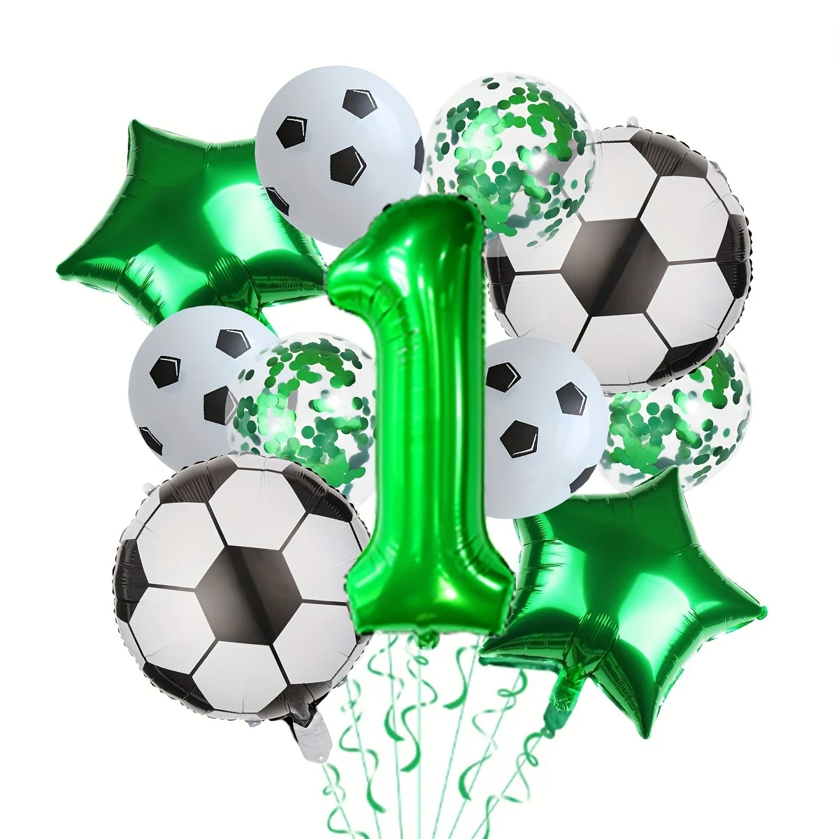 1 Set Fußball-Themen-Folienballons, Geburtstagsparty-Dekorationen für Kinder und Jungen, 32 Zoll grüner Zahlenballon, Fußball-Sportzubehör, Geschenk – Detail 3