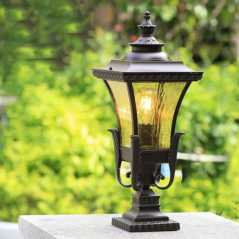 

European E27 Pillar Lamp Outdoor Waterproof Luminaire Community Fence Residential Balcony Villa Courtyard Landscape Lighting