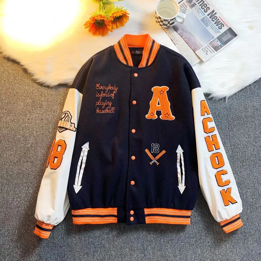 American Varsity Jacket Coat Men Women Hip Hop Unisex Harajuku