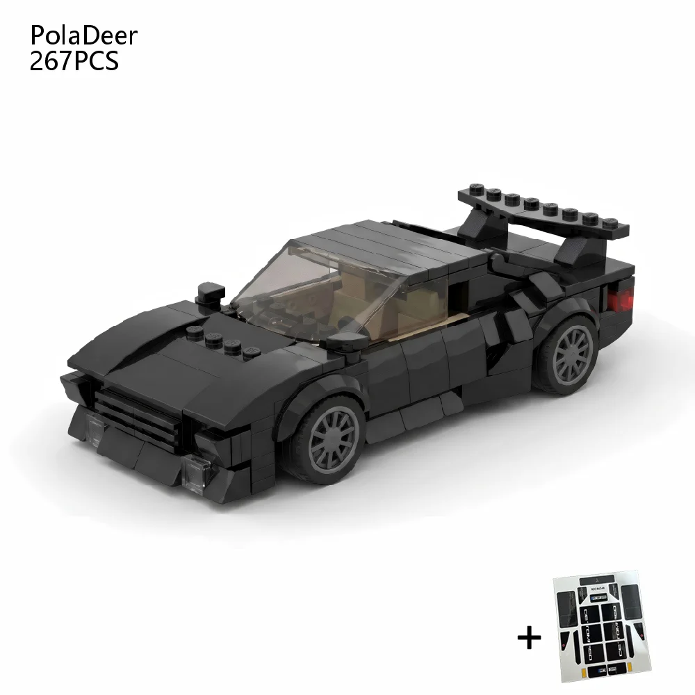 PolaDeer 267-teiliges Passion Series MOC 1986 De Tomaso Pantera Sportwagen GT5S Bausteine Spielzeug Kindergeburtstagsgeschenk
