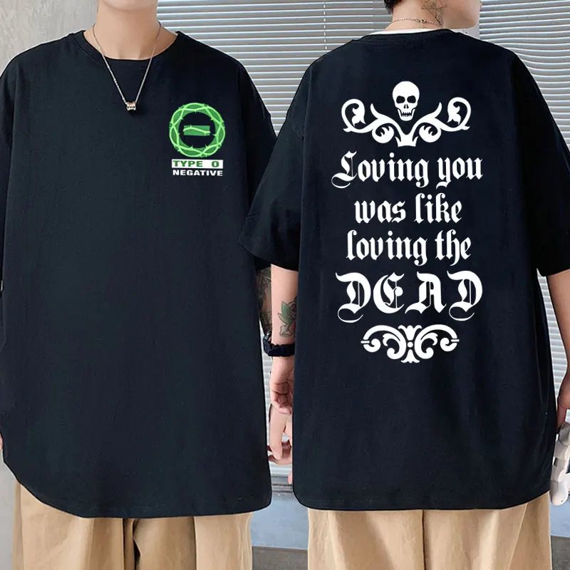 

Rock Band Type O Negative Loving The Dead Graphic T-shirts Skeleton Print T Shirts Men Women 90s Gothic Vintage Oversized Tshirt