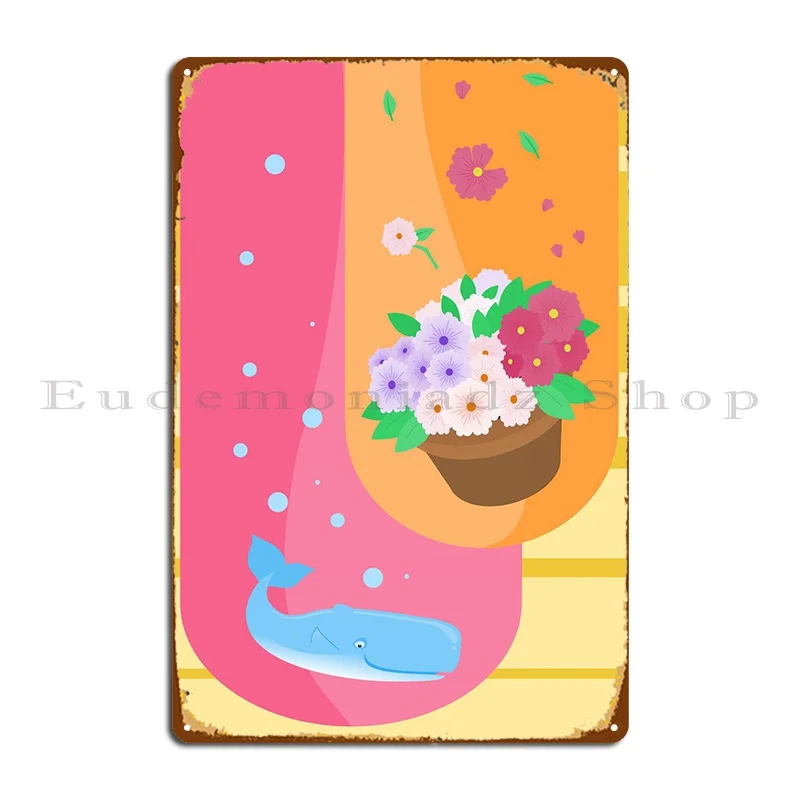 Whale E Petunias Metal Sign Pub Cave Garage Design Club Tin Sign Poster