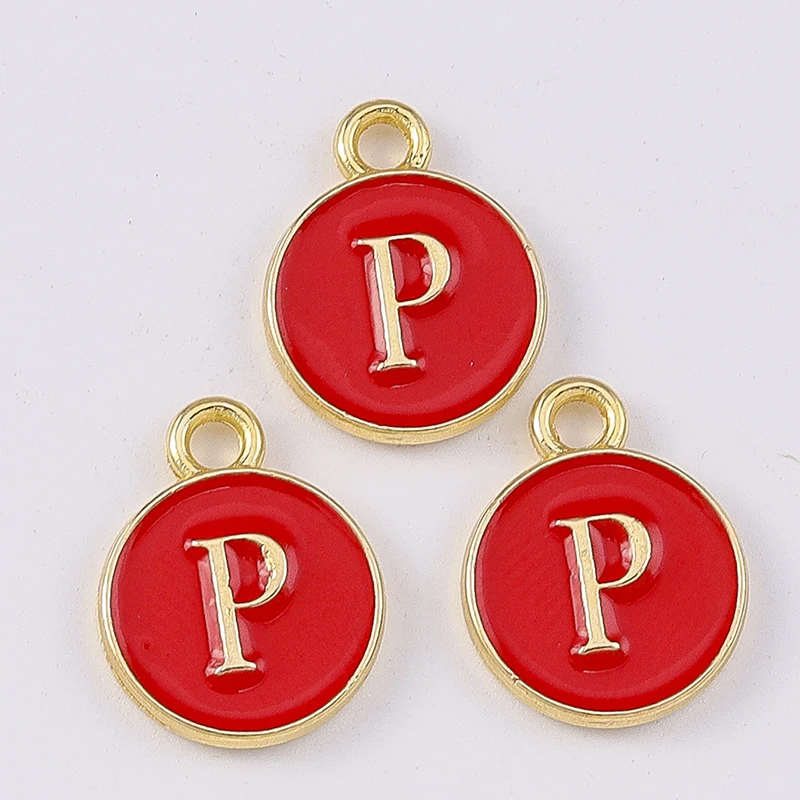 Duarte 20 Stück/Set Niedliche Emaille-Alphabet-Anhänger 26 A-Z Buchstaben-Charms für Schmuckherstellung Ohrringe Anhänger Halsketten DIY Bastelzubehör – Detail 18