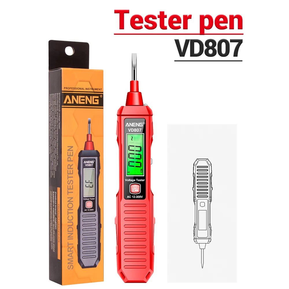 NCV Sensor Smart Induction Tester Pen VD807 Non-Contact Voltage Tester 50/60Hz AC 12-300V Alarm Zero Fire Wire Detector voltage detector tester